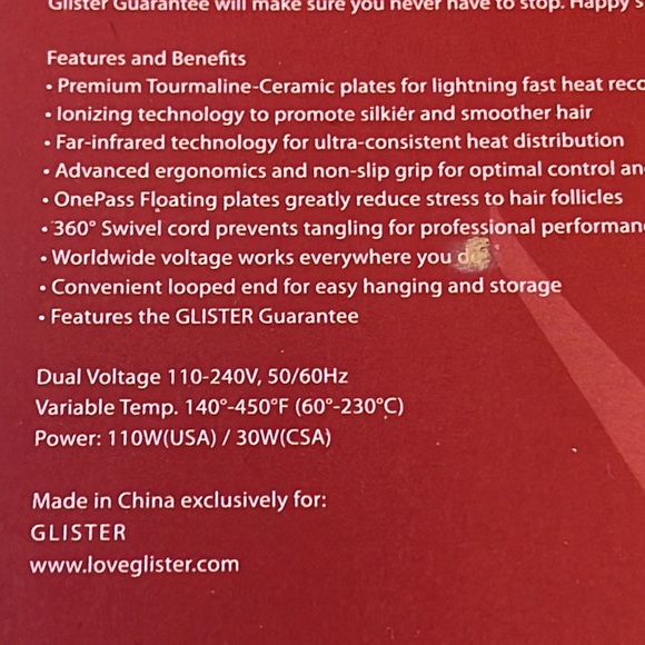 Glister Paradise Sangria Premium Tourmaline Ceramic Hair Strengthener —MSRP $175 - Picture 9 of 11